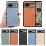 Cover posteriore in pelle con texture in fibra di carbonio, For Google Pixel 9 / 9 Pro, For Google Pixel 7a, For Google Pixel 6a, For Google Pixel 6 Pro