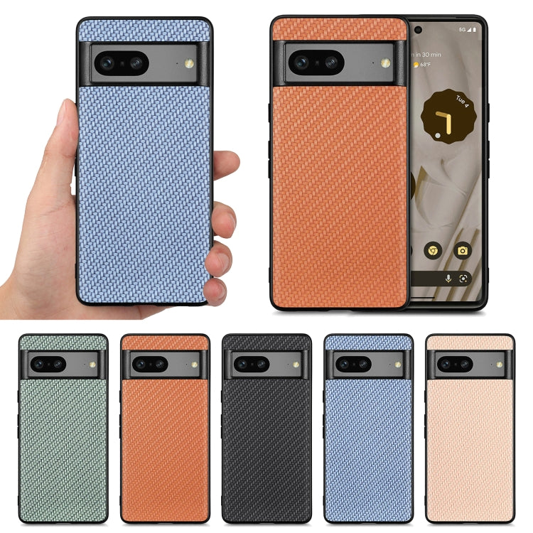 Cover posteriore in pelle con texture in fibra di carbonio, For Google Pixel 9 / 9 Pro, For Google Pixel 7a, For Google Pixel 6a, For Google Pixel 6 Pro