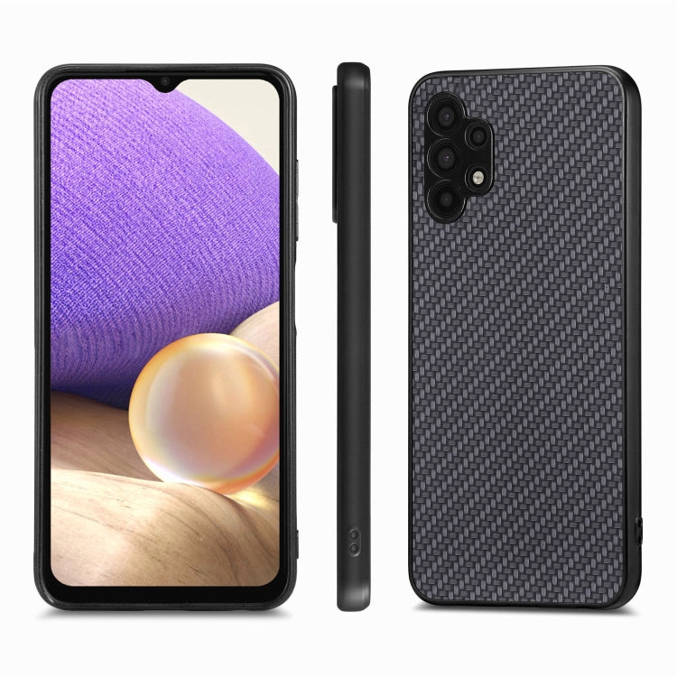 Cover posteriore in pelle con texture in fibra di carbonio, For Samsung Galaxy A32 5G