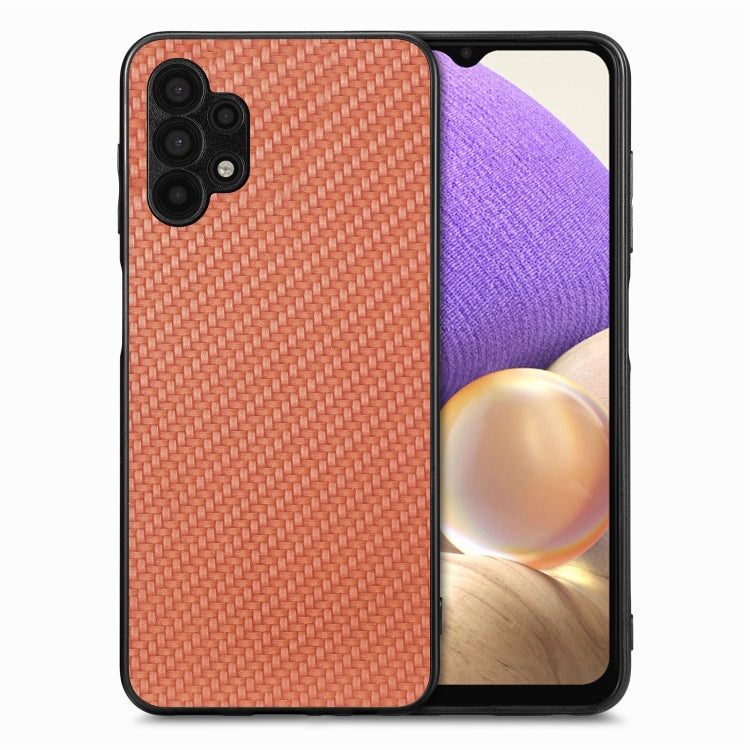Cover posteriore in pelle con texture in fibra di carbonio, For Samsung Galaxy A32 5G