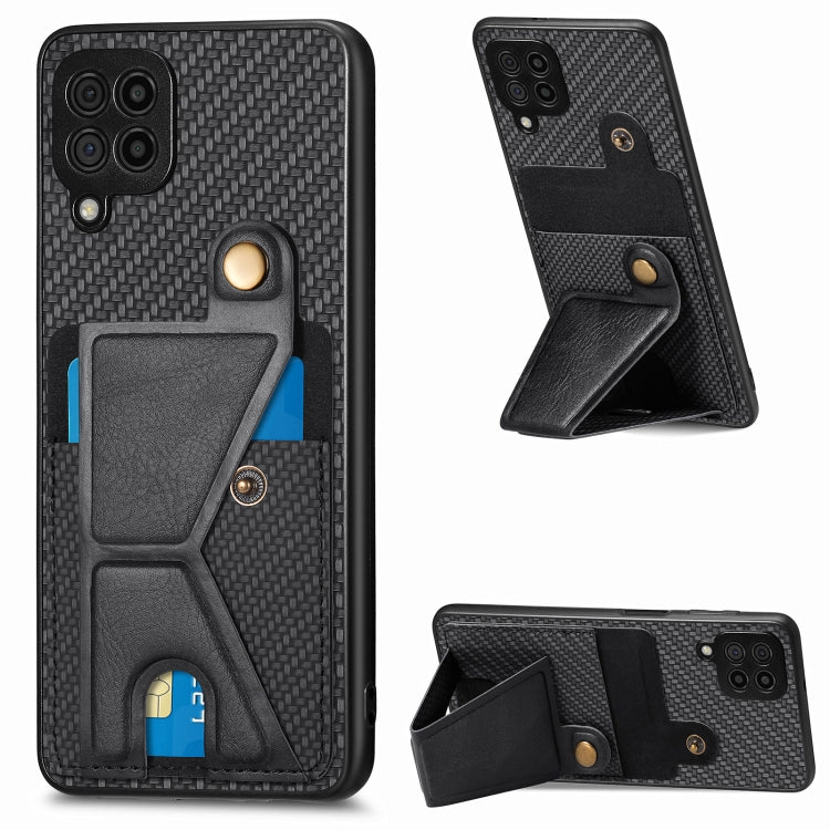 Portafoglio in fibra di carbonio Flip Card Custodia per telefono con supporto a forma di K, For Samsung Galaxy A36, For Samsung Galaxy S24 Ultra 5G, For Samsung Galaxy S24+ 5G, For Samsung Galaxy A22 4G