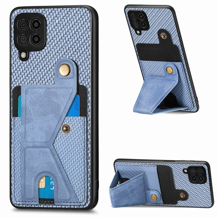 Portafoglio in fibra di carbonio Flip Card Custodia per telefono con supporto a forma di K, For Samsung Galaxy A36, For Samsung Galaxy S24 Ultra 5G, For Samsung Galaxy S24+ 5G, For Samsung Galaxy A22 4G
