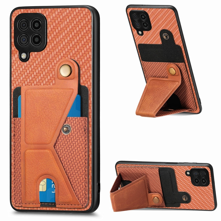 Portafoglio in fibra di carbonio Flip Card Custodia per telefono con supporto a forma di K, For Samsung Galaxy A36, For Samsung Galaxy S24 Ultra 5G, For Samsung Galaxy S24+ 5G, For Samsung Galaxy A22 4G