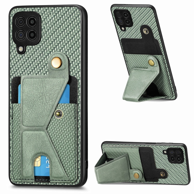 Portafoglio in fibra di carbonio Flip Card Custodia per telefono con supporto a forma di K, For Samsung Galaxy A36, For Samsung Galaxy S24 Ultra 5G, For Samsung Galaxy S24+ 5G, For Samsung Galaxy A22 4G