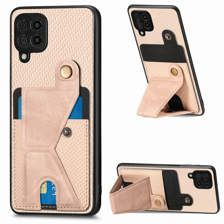 Portafoglio in fibra di carbonio Flip Card Custodia per telefono con supporto a forma di K, For Samsung Galaxy A36, For Samsung Galaxy S24 Ultra 5G, For Samsung Galaxy S24+ 5G, For Samsung Galaxy A22 4G