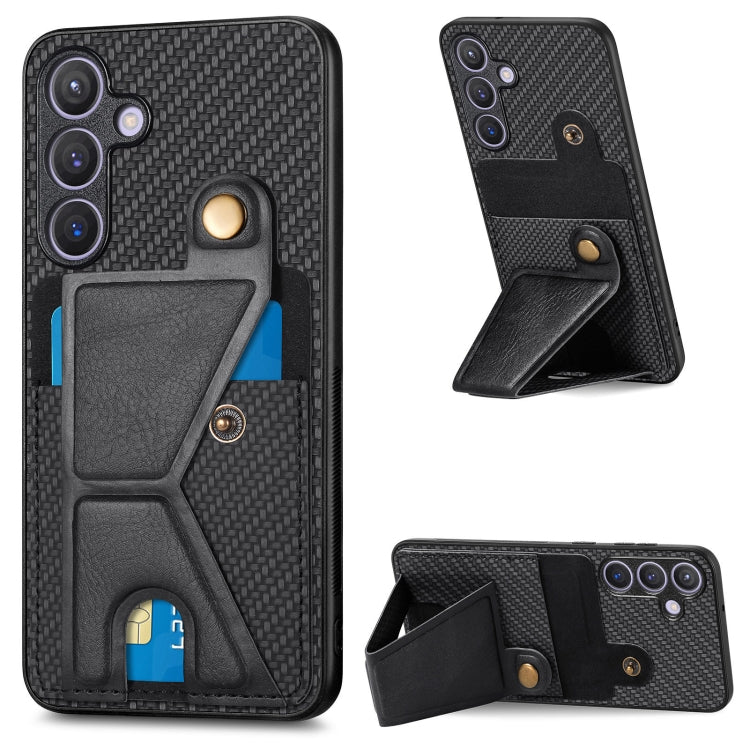 Portafoglio in fibra di carbonio Flip Card Custodia per telefono con supporto a forma di K, For Samsung Galaxy A36, For Samsung Galaxy S24 Ultra 5G, For Samsung Galaxy S24+ 5G, For Samsung Galaxy A22 4G