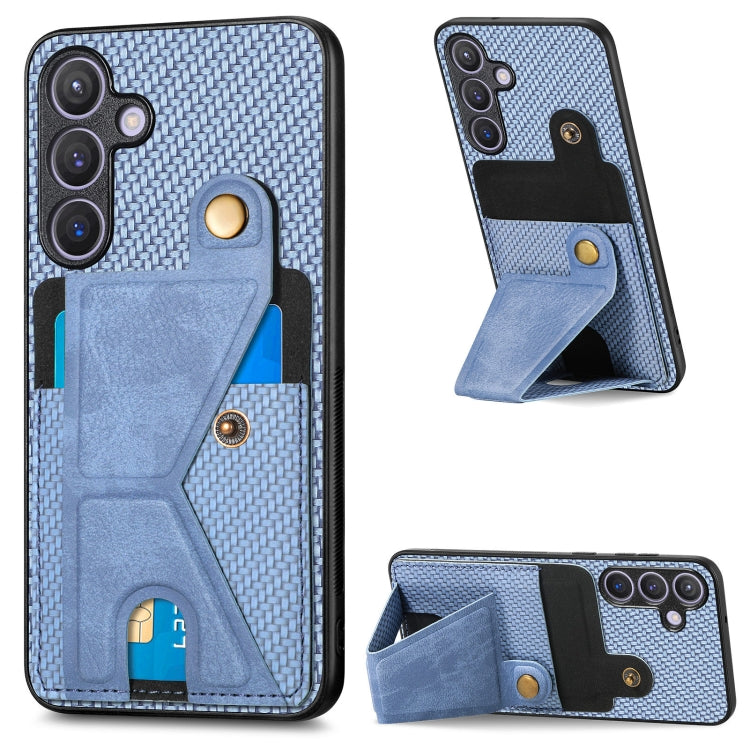 Portafoglio in fibra di carbonio Flip Card Custodia per telefono con supporto a forma di K, For Samsung Galaxy A36, For Samsung Galaxy S24 Ultra 5G, For Samsung Galaxy S24+ 5G, For Samsung Galaxy A22 4G