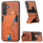 Portafoglio in fibra di carbonio Flip Card Custodia per telefono con supporto a forma di K, For Samsung Galaxy A36, For Samsung Galaxy S24 Ultra 5G, For Samsung Galaxy S24+ 5G, For Samsung Galaxy A22 4G