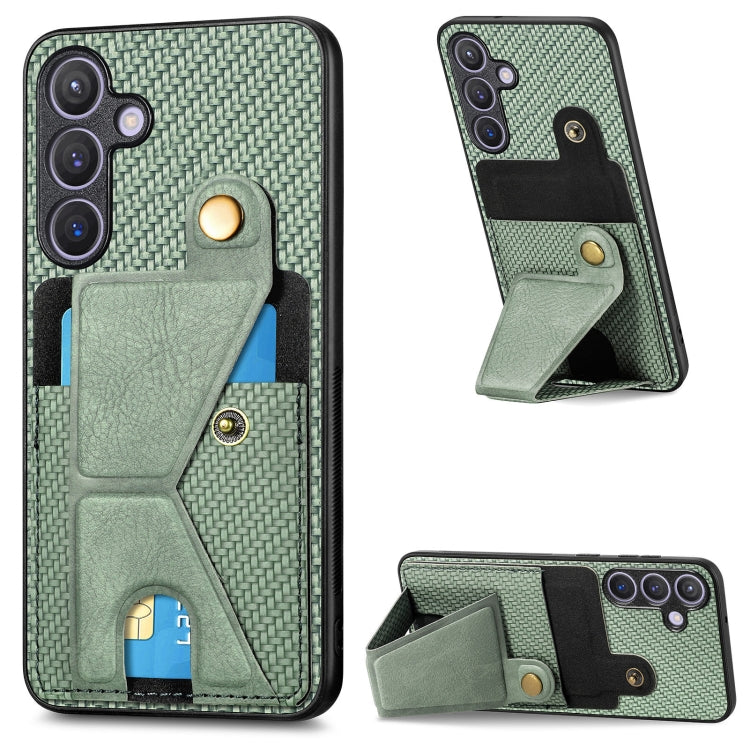 Portafoglio in fibra di carbonio Flip Card Custodia per telefono con supporto a forma di K, For Samsung Galaxy A36, For Samsung Galaxy S24 Ultra 5G, For Samsung Galaxy S24+ 5G, For Samsung Galaxy A22 4G