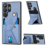 Portafoglio in fibra di carbonio Flip Card Custodia per telefono con supporto a forma di K, For Samsung Galaxy A36, For Samsung Galaxy S24 Ultra 5G, For Samsung Galaxy S24+ 5G, For Samsung Galaxy A22 4G