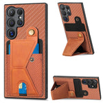 Portafoglio in fibra di carbonio Flip Card Custodia per telefono con supporto a forma di K, For Samsung Galaxy A36, For Samsung Galaxy S24 Ultra 5G, For Samsung Galaxy S24+ 5G, For Samsung Galaxy A22 4G
