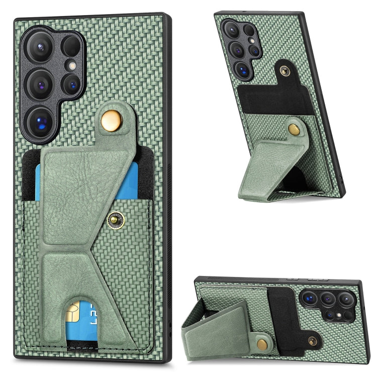 Portafoglio in fibra di carbonio Flip Card Custodia per telefono con supporto a forma di K, For Samsung Galaxy A36, For Samsung Galaxy S24 Ultra 5G, For Samsung Galaxy S24+ 5G, For Samsung Galaxy A22 4G