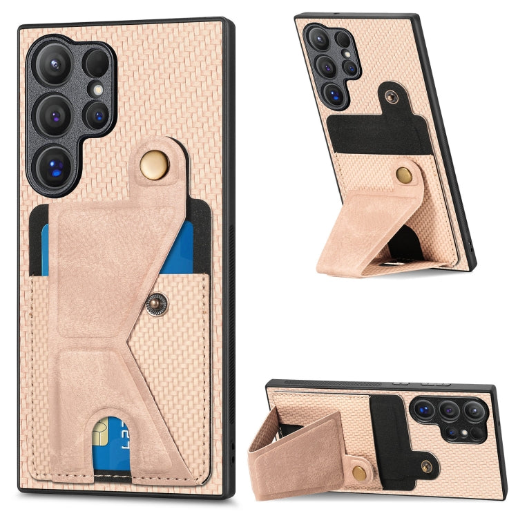 Portafoglio in fibra di carbonio Flip Card Custodia per telefono con supporto a forma di K, For Samsung Galaxy A36, For Samsung Galaxy S24 Ultra 5G, For Samsung Galaxy S24+ 5G, For Samsung Galaxy A22 4G