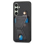 Portafoglio in fibra di carbonio Flip Card Custodia per telefono con supporto a forma di K, For Samsung Galaxy A36, For Samsung Galaxy S24 Ultra 5G, For Samsung Galaxy S24+ 5G, For Samsung Galaxy A22 4G