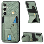 Portafoglio in fibra di carbonio Flip Card Custodia per telefono con supporto a forma di K, For Samsung Galaxy A36, For Samsung Galaxy S24 Ultra 5G, For Samsung Galaxy S24+ 5G, For Samsung Galaxy A22 4G