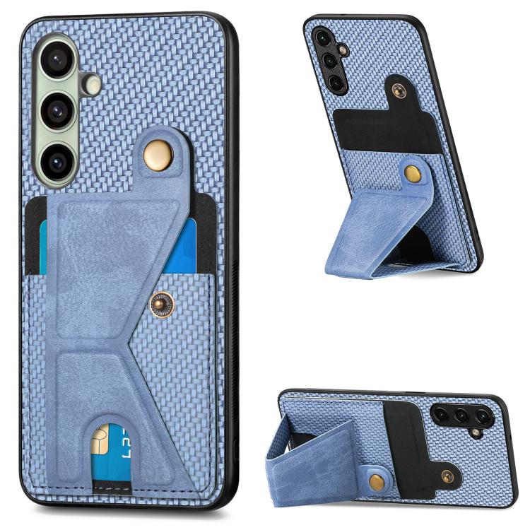 Portafoglio in fibra di carbonio Flip Card Custodia per telefono con supporto a forma di K, For Samsung Galaxy A57 5G, For Samsung Galaxy A37 5G, For Samsung Galaxy S25 Edge 5G, For Samsung Galaxy A56 5G
