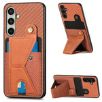 Portafoglio in fibra di carbonio Flip Card Custodia per telefono con supporto a forma di K, For Samsung Galaxy A57 5G, For Samsung Galaxy A37 5G, For Samsung Galaxy S25 Edge 5G, For Samsung Galaxy A56 5G