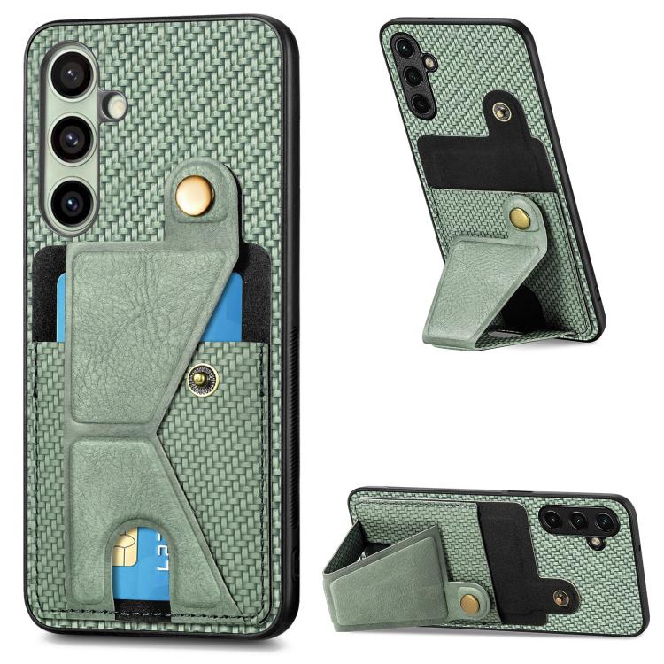 Portafoglio in fibra di carbonio Flip Card Custodia per telefono con supporto a forma di K, For Samsung Galaxy A57 5G, For Samsung Galaxy A37 5G, For Samsung Galaxy S25 Edge 5G, For Samsung Galaxy A56 5G