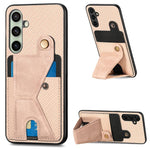 Portafoglio in fibra di carbonio Flip Card Custodia per telefono con supporto a forma di K, For Samsung Galaxy A57 5G, For Samsung Galaxy A37 5G, For Samsung Galaxy S25 Edge 5G, For Samsung Galaxy A56 5G