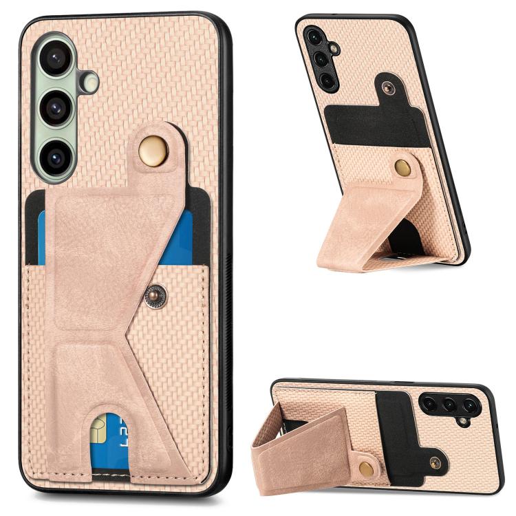 Portafoglio in fibra di carbonio Flip Card Custodia per telefono con supporto a forma di K, For Samsung Galaxy A57 5G, For Samsung Galaxy A37 5G, For Samsung Galaxy S25 Edge 5G, For Samsung Galaxy A56 5G