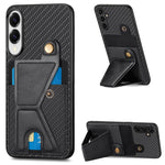 Portafoglio in fibra di carbonio Flip Card Custodia per telefono con supporto a forma di K, For Samsung Galaxy A57 5G, For Samsung Galaxy A37 5G, For Samsung Galaxy S25 Edge 5G, For Samsung Galaxy A56 5G