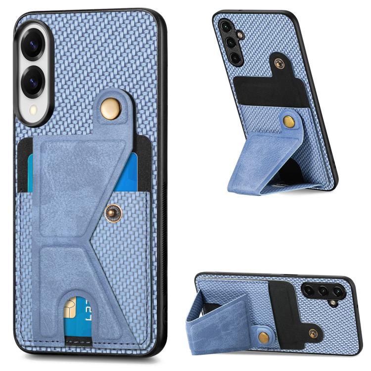 Portafoglio in fibra di carbonio Flip Card Custodia per telefono con supporto a forma di K, For Samsung Galaxy A57 5G, For Samsung Galaxy A37 5G, For Samsung Galaxy S25 Edge 5G, For Samsung Galaxy A56 5G