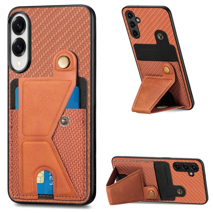 Portafoglio in fibra di carbonio Flip Card Custodia per telefono con supporto a forma di K, For Samsung Galaxy A57 5G, For Samsung Galaxy A37 5G, For Samsung Galaxy S25 Edge 5G, For Samsung Galaxy A56 5G