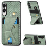 Portafoglio in fibra di carbonio Flip Card Custodia per telefono con supporto a forma di K, For Samsung Galaxy A57 5G, For Samsung Galaxy A37 5G, For Samsung Galaxy S25 Edge 5G, For Samsung Galaxy A56 5G