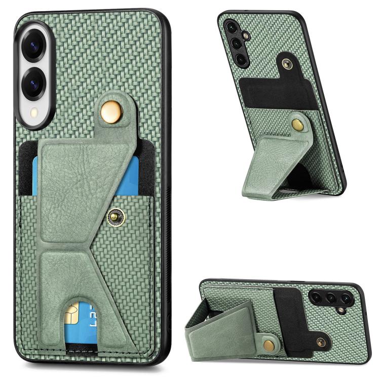 Portafoglio in fibra di carbonio Flip Card Custodia per telefono con supporto a forma di K, For Samsung Galaxy A57 5G, For Samsung Galaxy A37 5G, For Samsung Galaxy S25 Edge 5G, For Samsung Galaxy A56 5G