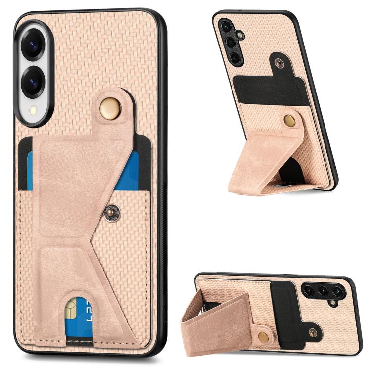 Portafoglio in fibra di carbonio Flip Card Custodia per telefono con supporto a forma di K, For Samsung Galaxy A57 5G, For Samsung Galaxy A37 5G, For Samsung Galaxy S25 Edge 5G, For Samsung Galaxy A56 5G