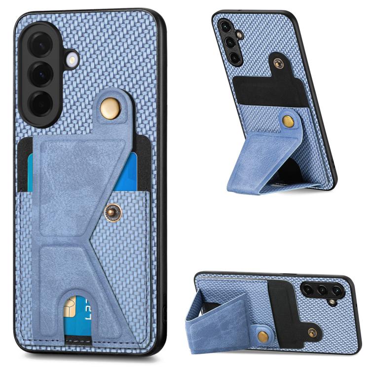 Portafoglio in fibra di carbonio Flip Card Custodia per telefono con supporto a forma di K, For Samsung Galaxy A57 5G, For Samsung Galaxy A37 5G, For Samsung Galaxy S25 Edge 5G, For Samsung Galaxy A56 5G