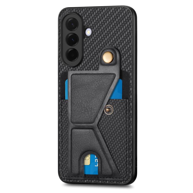 Portafoglio in fibra di carbonio Flip Card Custodia per telefono con supporto a forma di K, For Samsung Galaxy A57 5G, For Samsung Galaxy A37 5G, For Samsung Galaxy S25 Edge 5G, For Samsung Galaxy A56 5G