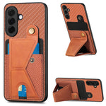 Portafoglio in fibra di carbonio Flip Card Custodia per telefono con supporto a forma di K, For Samsung Galaxy A57 5G, For Samsung Galaxy A37 5G, For Samsung Galaxy S25 Edge 5G, For Samsung Galaxy A56 5G