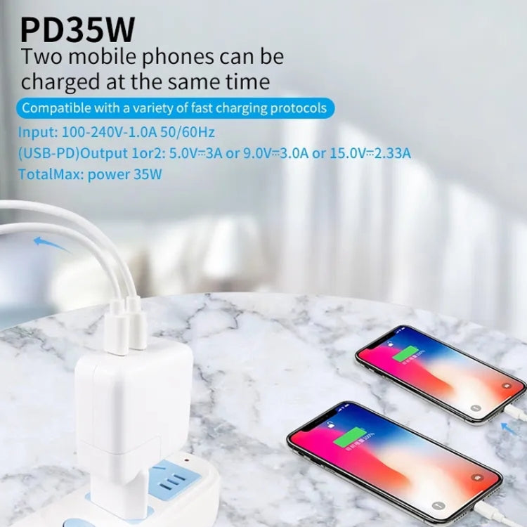 Caricabatterie USB-C 35W con cavo 8 pin per smartphone