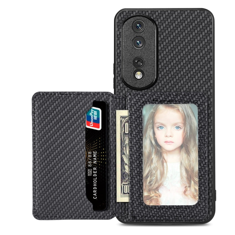 Custodia per telefono con borsa per carte magnetiche in fibra di carbonio, For Honor 80 Pro
