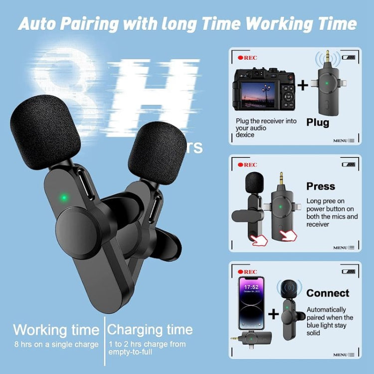 Microfono wireless Lavalier 3 in 1 con riduzione rumore