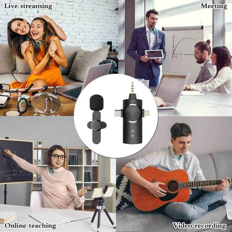 Microfono wireless Lavalier 3 in 1 con riduzione rumore