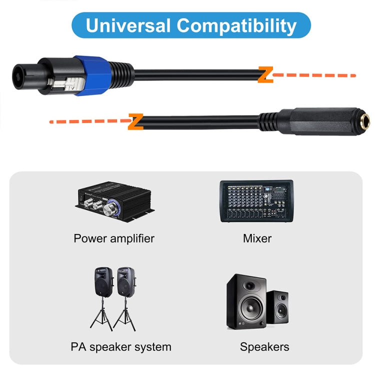 JUNSUNMAY Cavo adattatore per altoparlante audio Speakon maschio a femmina da 6,35 mm con chiusura a scatto, lunghezza: 50 cm