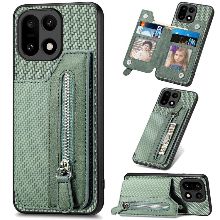 Custodia per cellulare a portafoglio con cerniera orizzontale in fibra di carbonio, For OnePlus Ace 6 / 6T / 15R, For OnePlus 15, For OnePlus Nord CE 3 Lite, For OnePlus Nord CE 2 Lite 5G