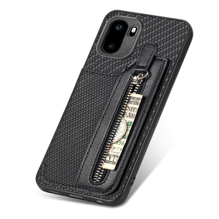 Custodia per cellulare a portafoglio con cerniera orizzontale in fibra di carbonio, For OnePlus Ace 6 / 6T / 15R, For OnePlus 15, For OnePlus Nord CE 3 Lite, For OnePlus Nord CE 2 Lite 5G