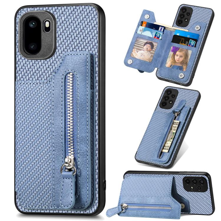 Custodia per cellulare a portafoglio con cerniera orizzontale in fibra di carbonio, For OnePlus Ace 6 / 6T / 15R, For OnePlus 15, For OnePlus Nord CE 3 Lite, For OnePlus Nord CE 2 Lite 5G