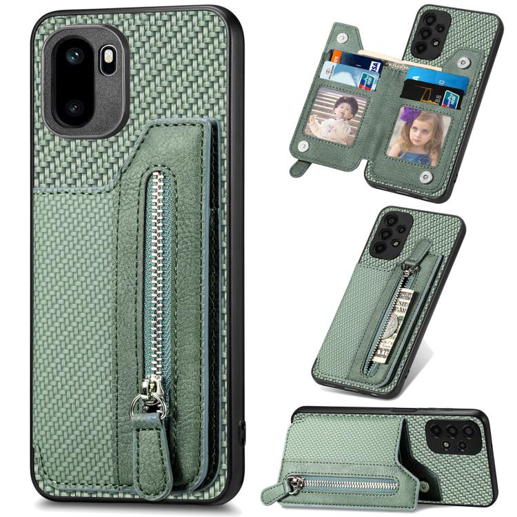 Custodia per cellulare a portafoglio con cerniera orizzontale in fibra di carbonio, For OnePlus Ace 6 / 6T / 15R, For OnePlus 15, For OnePlus Nord CE 3 Lite, For OnePlus Nord CE 2 Lite 5G