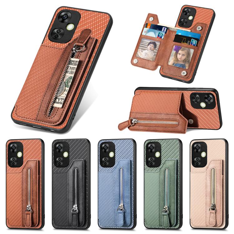 Custodia per cellulare a portafoglio con cerniera orizzontale in fibra di carbonio, For OnePlus Ace 6 / 6T / 15R, For OnePlus 15, For OnePlus Nord CE 3 Lite, For OnePlus Nord CE 2 Lite 5G