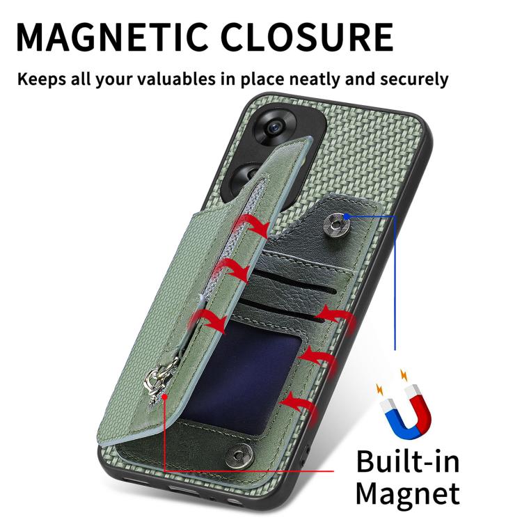 Custodia per cellulare a portafoglio con cerniera orizzontale in fibra di carbonio, For OnePlus Ace 6 / 6T / 15R, For OnePlus 15, For OnePlus Nord CE 3 Lite, For OnePlus Nord CE 2 Lite 5G