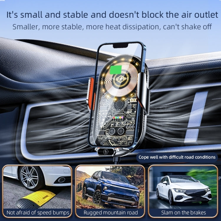 C13 Caricabatteria da auto wireless 15W Stazione di ricarica per auto Supporto per telefono a induzione automatica, C13