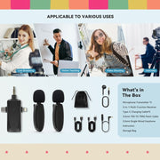 Microfono Lavalier Wireless 3 in 1 per smartphone e fotocamere