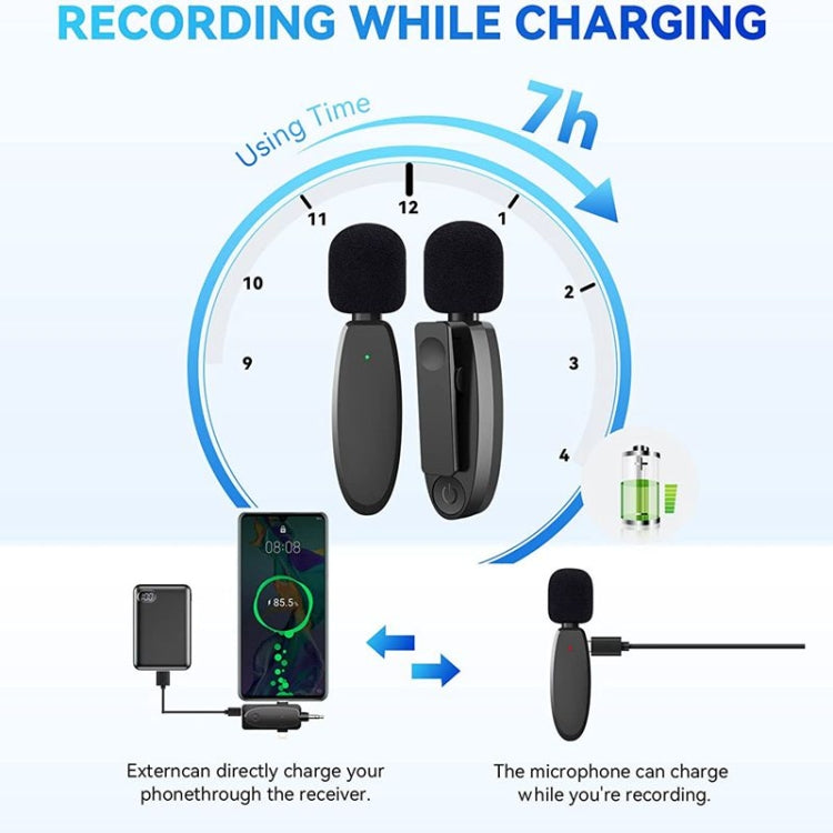 Mini microfoni lavalier wireless 3 in 1 per iPhone/Android/fotocamera con funzione di riduzione del rumore, One by Two