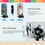 Microfono Lavalier Wireless 3 in 1 per smartphone e fotocamere