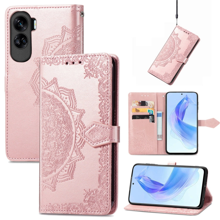 Custodia per telefono in pelle goffrata fiore mandala, For Honor 90 Lite, For Honor Play 7T Pro, For Honor 30i