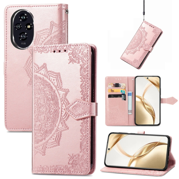 Custodia per telefono in pelle goffrata fiore mandala, For Honor 200, For Honor 200 Pro, For Honor 200 Lite Global, For Honor Play 50 Plus
